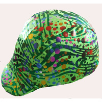 Ecotak Lycra Helmet Cover - Green with metallic lines & dots