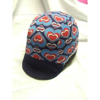 Ecotak Lycra Helmet Cover - blue & red hearts