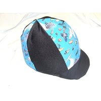 Ecotak Lycra Helmet Cover - Black and fish pattern