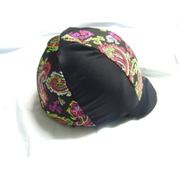 Ecotak Lycra Helmet Cover - Black and coloured paisley
