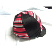 Ecotak Lycra Helmet Cover - Black pink & white stripe