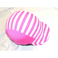Ecotak Lycra Helmet Cover - pink & white stripe