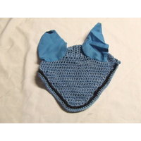 Ecotak Crochet Bonnet/Ear Net - Aqua with Black trim Full size