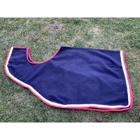 Ecotak Wool Cutaway Removable Quarter Sheet/exercise rug - navy with red trim medium 