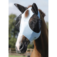 Premier Equine comfort tech Lycra fly mask light blue