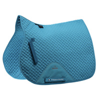 Premier Equine plain cotton square jumping saddle pad - peacock/aqua