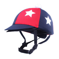 QHP Vegas Helmet Cover - Marine navy & red with stars