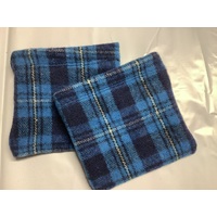 Wool stirrup covers - blue check 