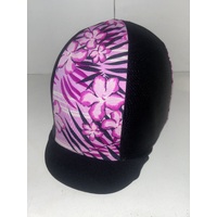 Ecotak Lycra Helmet Cover - Pink hibiscus & Black 