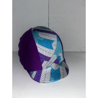 Ecotak Lycra Helmet Cover - Purple, white & aqua pattern