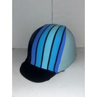 Ecotak Lycra Helmet Cover -  black, blue stripes