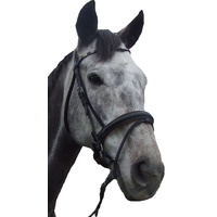 Ecotak Black Hanovarian Bridle with brown padding & U browband