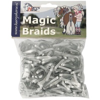 Harry's Horse Magic Braids Plaiting Elastic Bands - Silver REUSABLE 