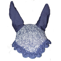 Ecotak Crochet Bonnet/Ear Net - Navy & White Flecks Full size