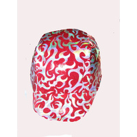 Ecotak red with silver flame pattern lycra horse helmet cover