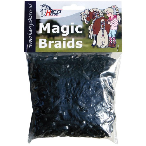 Harry's Horse Magic Braids Plaiting Elastic Bands - Black REUSABLE