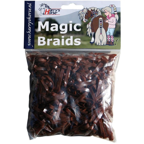 Harry's Horse Magic Braids Plaiting Elastic Bands - Brown REUSABLE