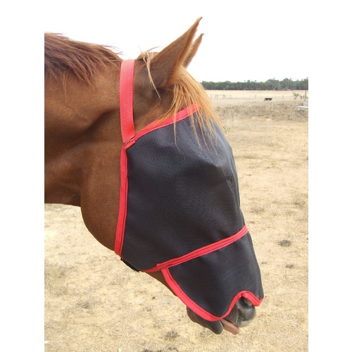 Ecotak fly mask/veil with contoured nose flap - red [Size: XL]