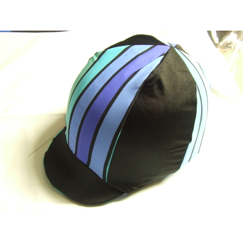 Ecotak Lycra Helmet Cover - Black & blue stripes