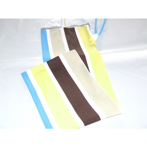 Ecotak Lycra Rugless Tie in Tail Bag - brown yellow blue stripe [size: Small Pony]