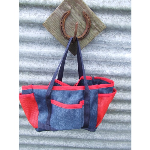 Ecotak PVC Shade Mesh Grooming Bag - Navy & Red