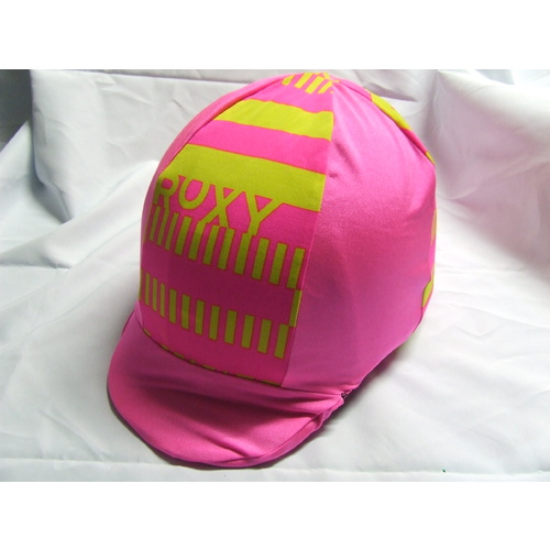 Ecotak Lycra Horse Helmet Cover - Pink & Yellow Roxy