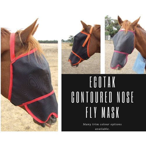 Ecotak Fly Mask/Veil with Contoured Nose Flap [Trim Colour: Emerald Green]