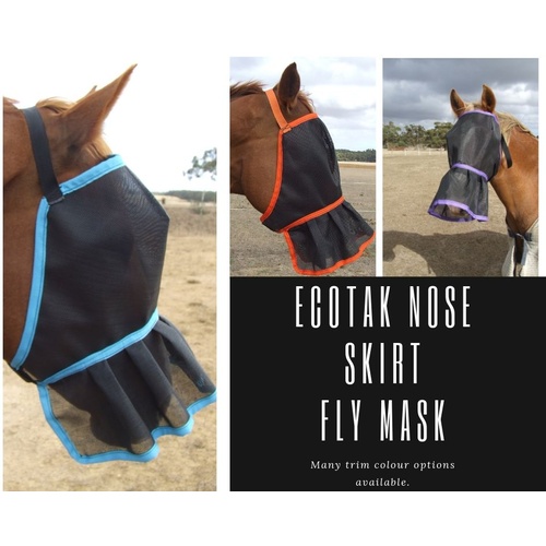 Ecotak fly Mask/Veil with Nose Skirt Frill [Trim Colour: Emerald Green]