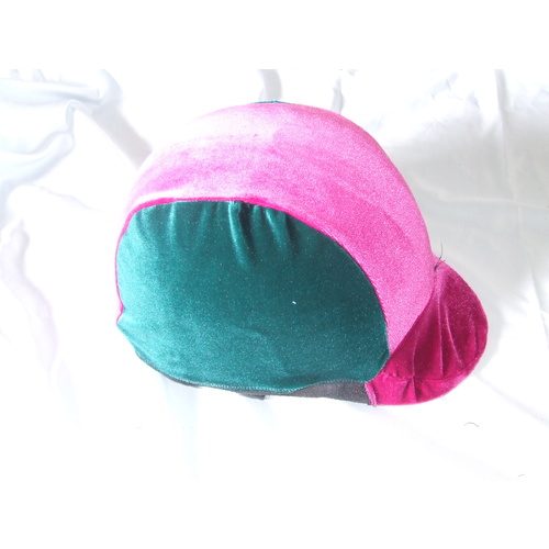 Ecotak Lycra Helmet Cover - Pink & green velvet