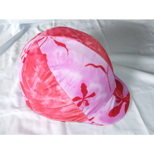 Ecotak Lycra Helmet Cover - pink and flowers