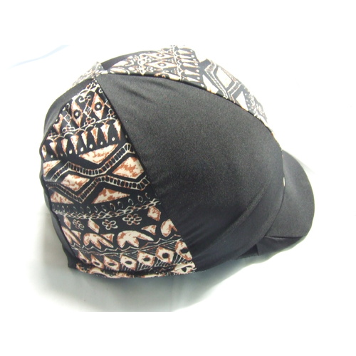Ecotak Lycra Helmet Cover - Black & tan pattern 