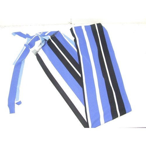Ecotak Lycra Rugless Tail Bag - Black, blue & white stripe shetland