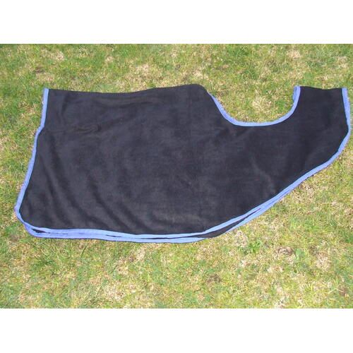 Ecotak polar fleece Cutaway Removable Quarter Sheet/exercise rug - Black with Royal Blue trim Medium