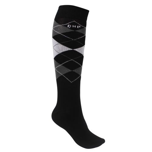 QHP knee high socks. Check Midnight [Foot Size: 39-42]