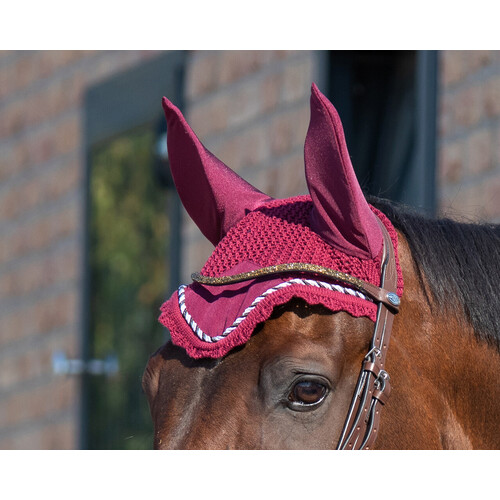 QHP Juliet Ear Bonnet - Maroon/Burgundy Full