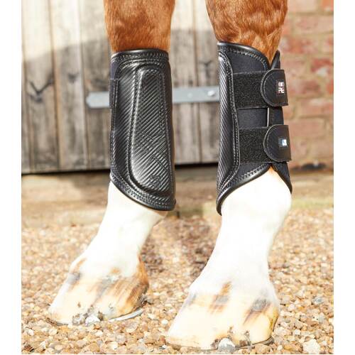Premier Equine Carbon Air-Tech Double Locking Brushing Boots - Black [Size : Medium Wide]