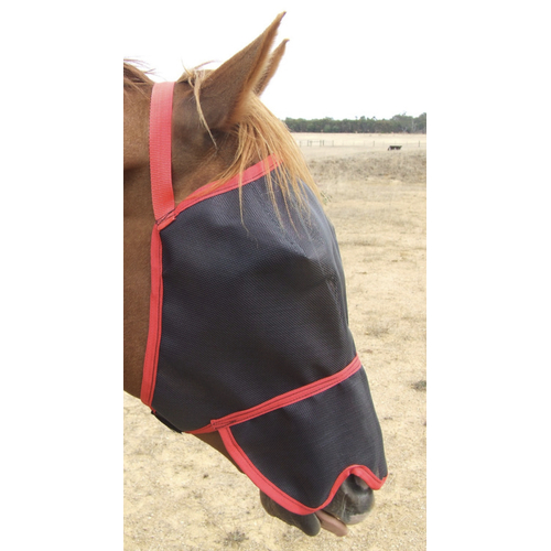 Ecotak fly mask/veil with contoured nose flap - red [Size: Large]