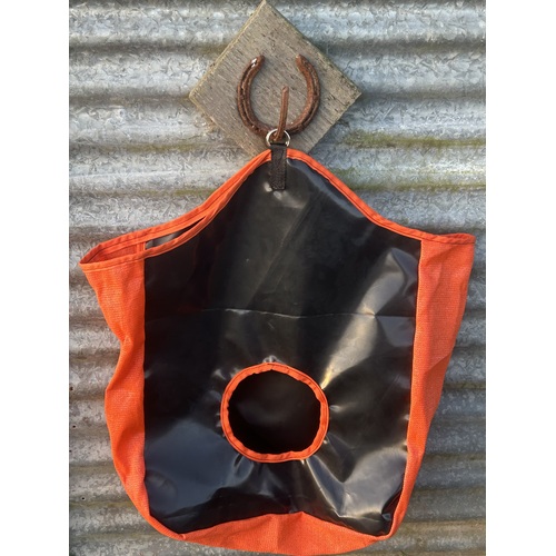 Ecotak PVC Hay Bag with mesh sides - black & orange