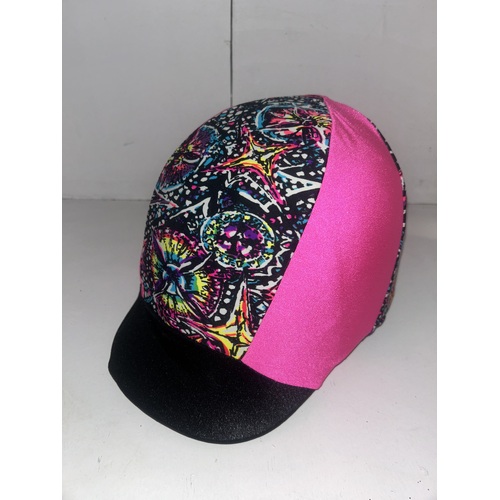 Ecotak Lycra Helmet Cover - Black pink pattern