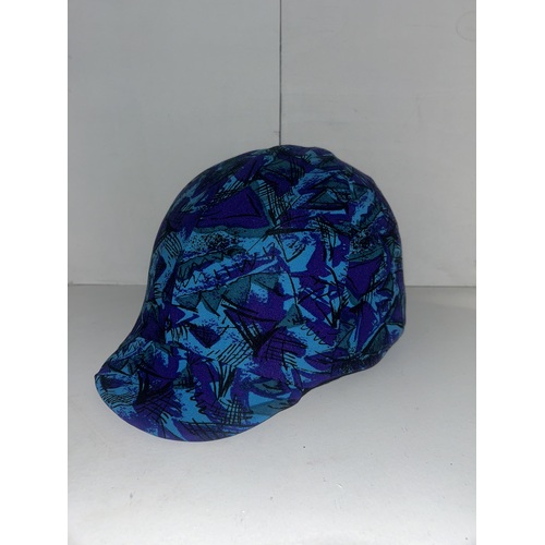 Ecotak Lycra Helmet Cover - Purple and Aqua Pattern