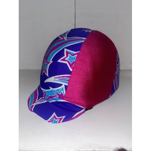 Ecotak Lycra Helmet Cover - Purple, Pink & Aqua Stars