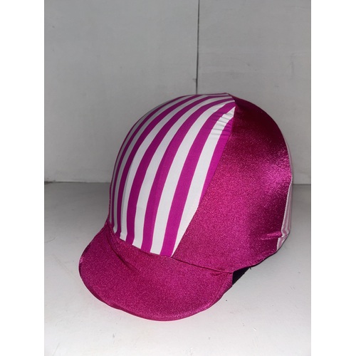 Ecotak Lycra Helmet Cover -  Pink & White Stripe