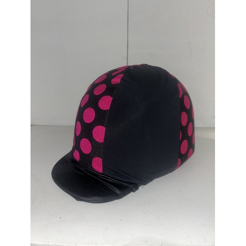 Ecotak Lycra Helmet Cover -  Pink & Black Polka Dots
