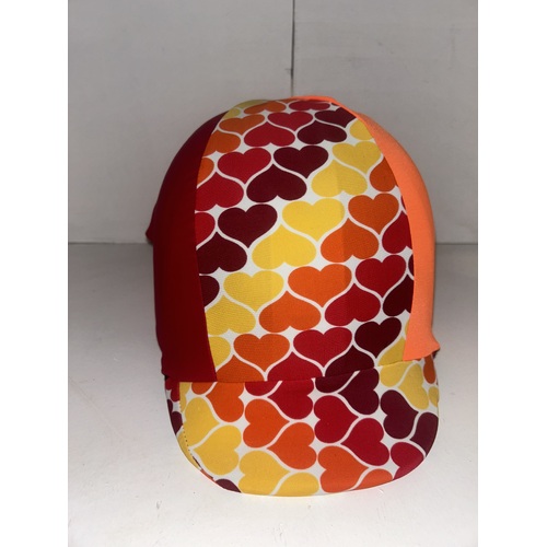 Ecotak Lycra Helmet Cover -  Red and Orange Hearts