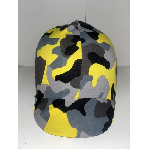 Ecotak Lycra Helmet Cover -  Yellow & Grey Camouflage 