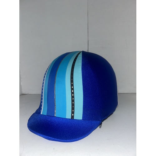 Ecotak Lycra Helmet Cover -  Royal blue stripes