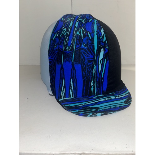 Ecotak Lycra Helmet Cover -  blue & black abstract