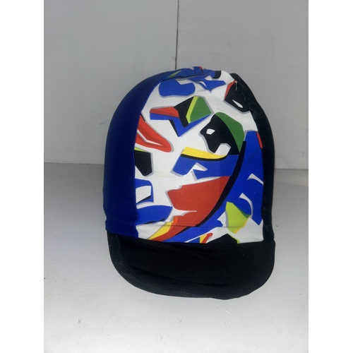 Ecotak Lycra Helmet Cover -  blue white & black abstract
