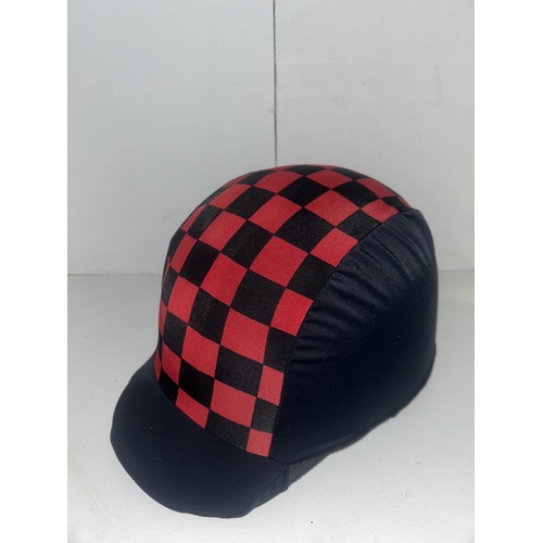 Ecotak Lycra Helmet Cover - Black & red check
