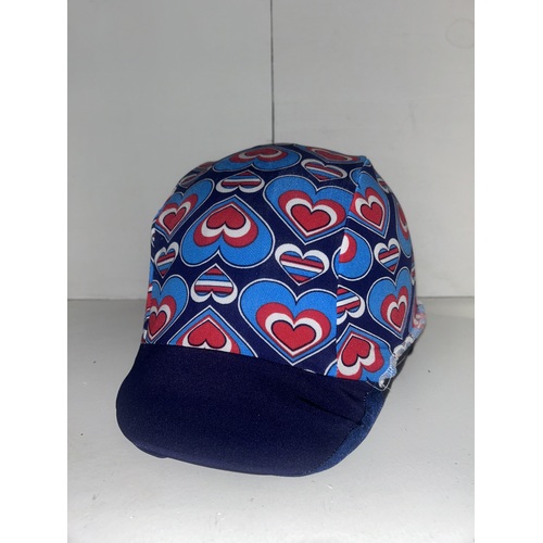 Ecotak Lycra Helmet Cover - Blue & Red Hearts